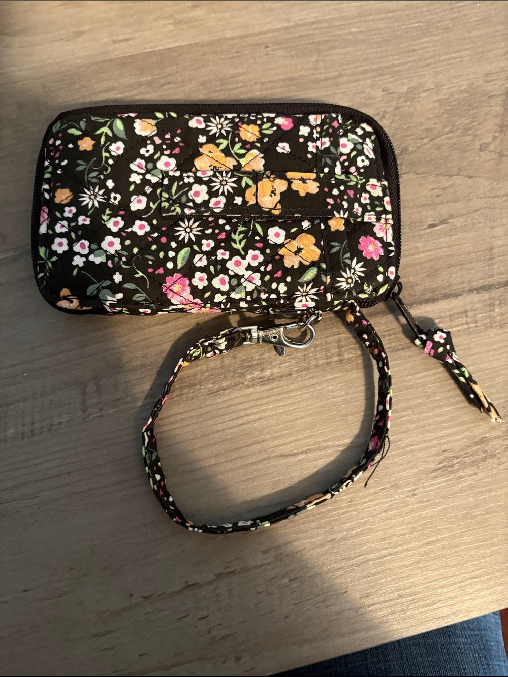 Black Floral Wristlet wallet